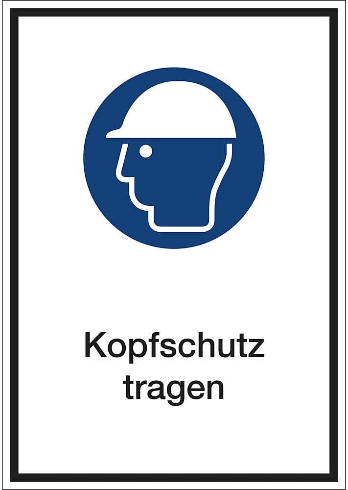 kaiserkraft Kombizusatzschilder für Gebotszeichen, Kopfschutz tragen, Folie, LxHxT 130 x 185 x 0.1 mm