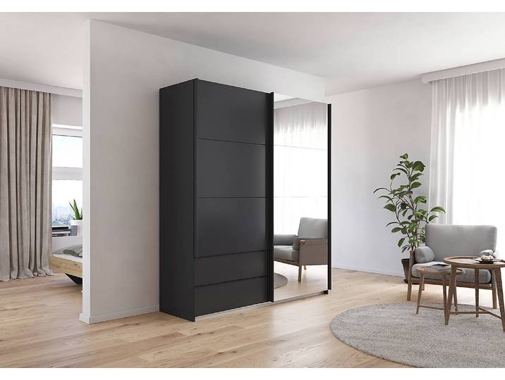 Armoire - Porte miroir 181cm Gris/Gris métallisé