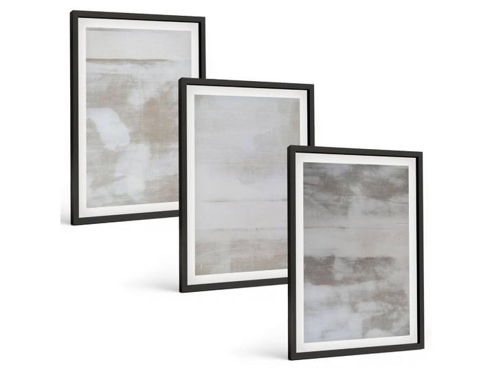 Tulup Bilder SET 3er Set - 40x60 cm Schwarzer Rahmen - Moderne, Used-Look-Texturen, Kunststoff, Rechteckig, 40x60 cm, Fotografie, Bilder & Rahmen, Bilder