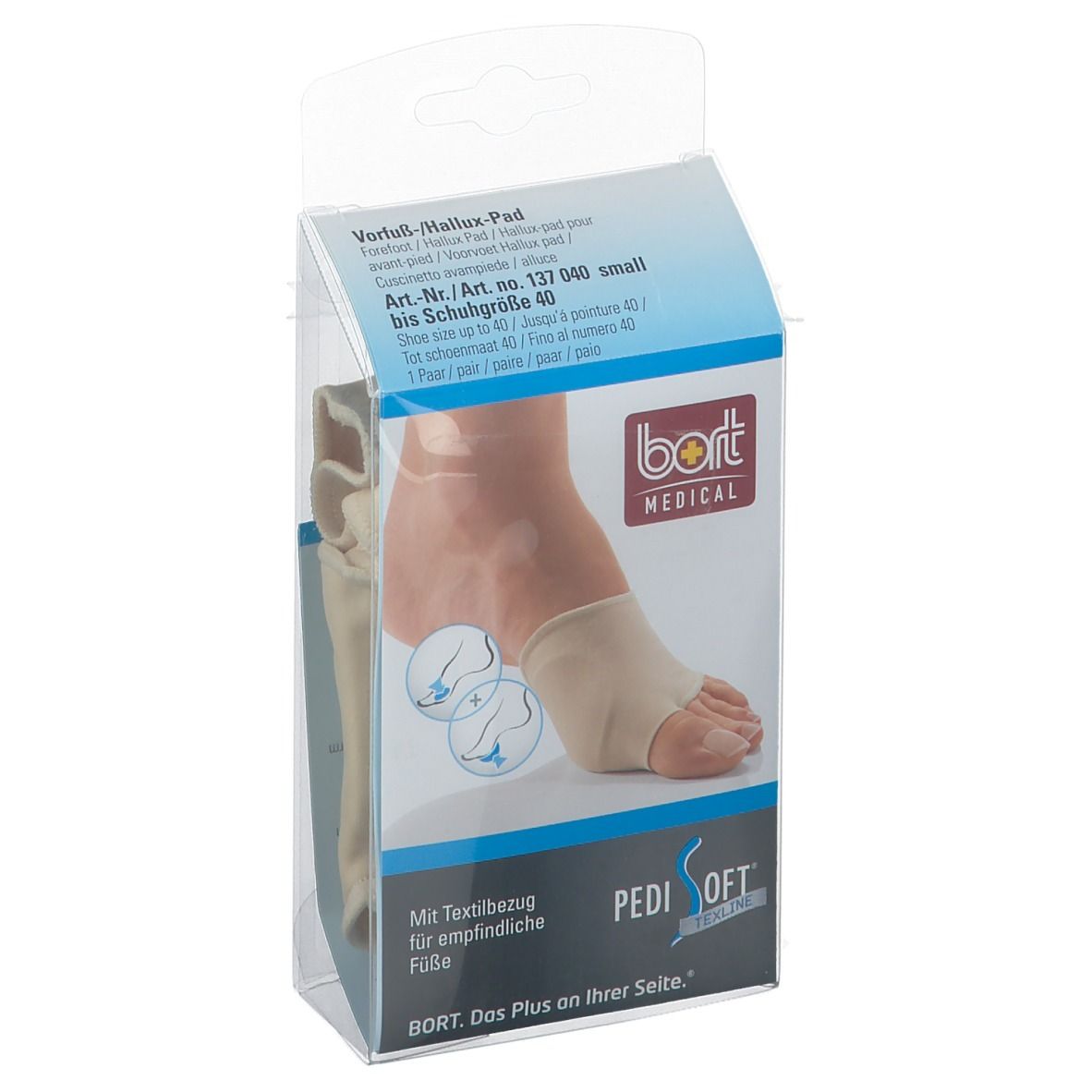 Bort PediSoft TexLine Vorfuß-u.Hallux Pad large 2 St Bandage(s)