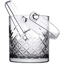 12x Eisbehälter aus Glas Pasabahce Timeless mit Zange und Griff aus Kunststoff, 1 l