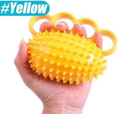 Healfit Counter Four Finger Exerciser Ball, Hand Grip Strengthener, Therapy Ball For Hand Cramps And Stress Relief, Hand Exercise yellow