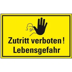 Aufkleber I Hinweisschild Zutritt verboten! Lebensgefahr, Folie, selbstklebend, 300x200mm
