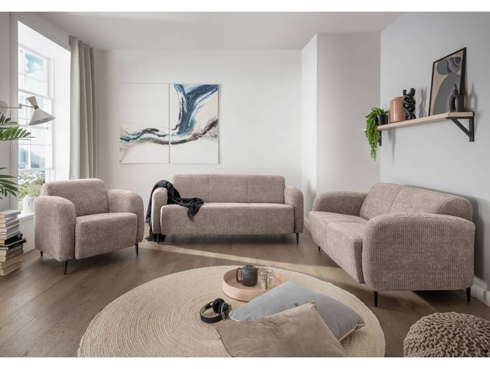 Polstergarnitur HOME AFFAIRE Marone bequem, zeitlos & elegant , beige (beige, beige), H:76cm T:90cm, 100% Polyester, Sitzmöbel-Sets, Polstergarnitur, auch einzeln erhältlich