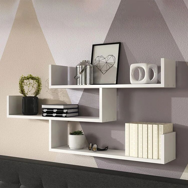 garneroarredamenti Mensola 119x55h cm pensile a muro 3 ripiani bianco Concetta