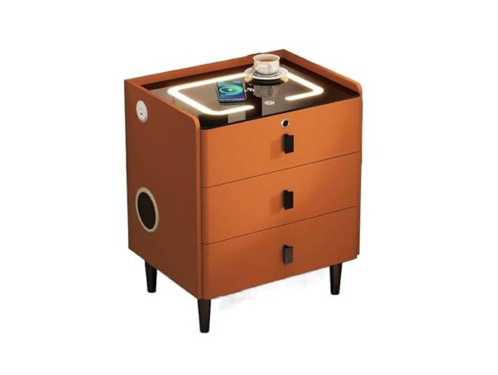 FZL02068LM Zimmer Luxuriöser orangefarbener multifunktionaler Nachttisch Mit 3 Schubladen for Wohnzimmer, Schlafzimmer(Mittel)