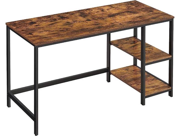 Vasagle Schreibtisch vintagebraun-schwarz, Schreibtisch, Homeoffice, Gerade, Rechteckige Form, Braun, Partikelbord