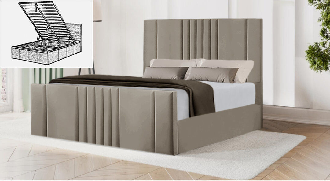 Ebern Designs Moherek Upholstered Storage Bed Coffee Single (3')
