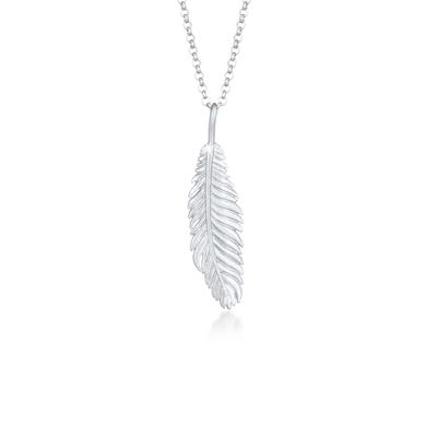 Kette mit Anhänger KUZZOI "Halskette Herren Feder Vogel 925 Silber" Gr. 55, grau, Halsketten, Herren, Silber 925 (Sterlingsilber)