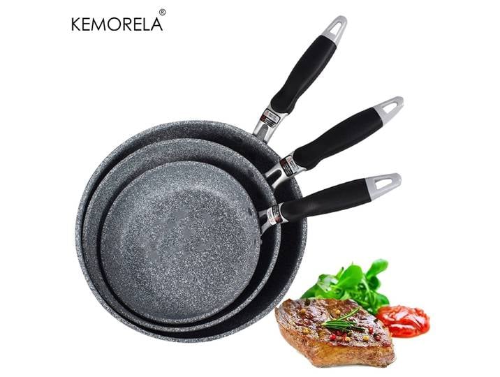 3 pièces/ensemble poêle à frire en pierre médicale 28/26/20cm Wok poêle antiadhésive chaudron cuisinière à Induction casseroles crêpes oeuf cuisinière à gaz maison