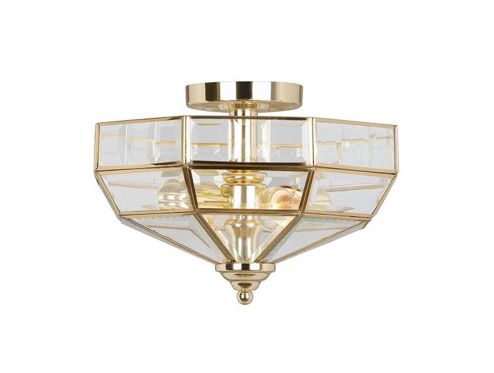 Elstead Lighting Deckenleuchte Park, Messingfarben, Metall, Glas, 23 cm, RoHS, Lampen & Leuchten, Innenbeleuchtung, Deckenleuchten, Deckenleuchten