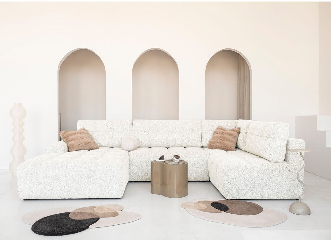 MiuForm Lulu 8 Seater Corner Sofa Bed Beige 94cm H X 333cm W X 187cm D