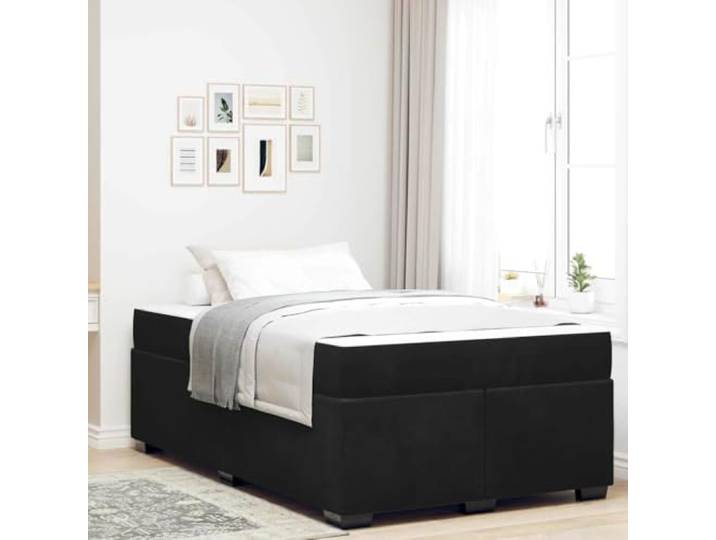 Samt Bettgestell mit Matratze Schlafzimmer Design Schwarz 120 x 190 cm Bettgestell mit Matratze Samt Schwarz 120x190 cm Taschenfederkern Lattenrost Doppelbett