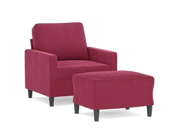 Makastle Sessel mit Hocker Weinrot 60 cm Samt