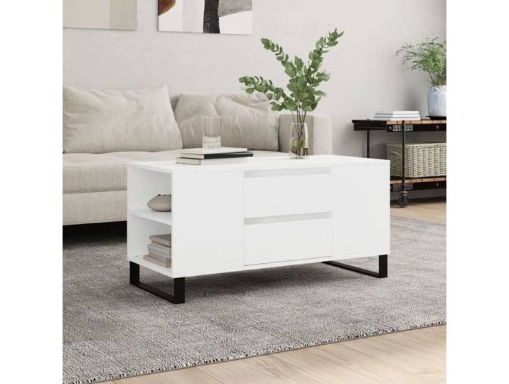 NEW Table basse bar contemporaine blanc 102x44 5x50 cm bois d'ingénierie 90632
