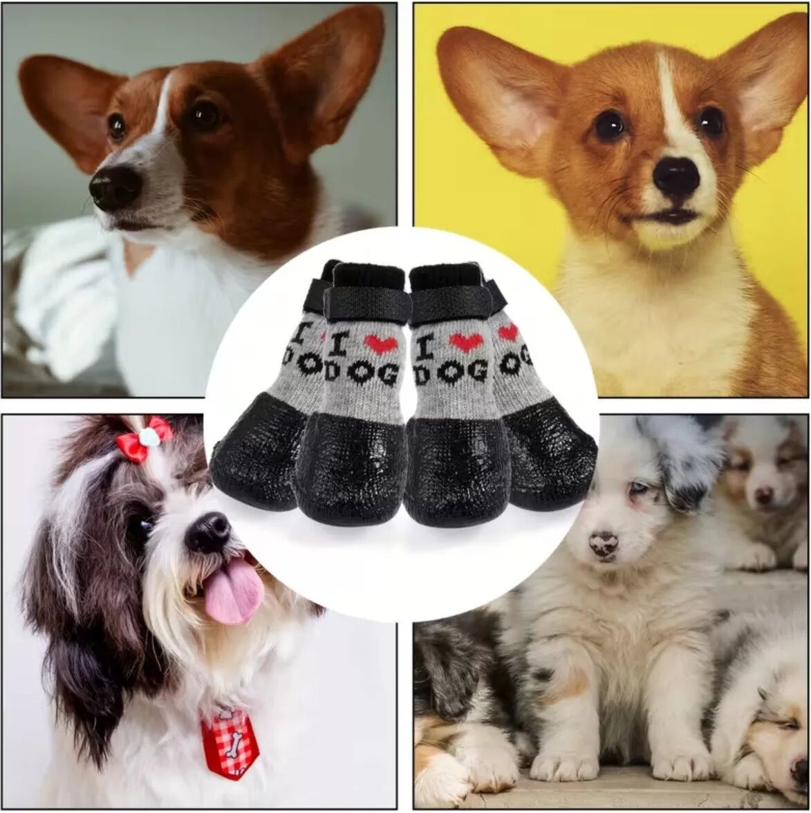 INF Wasserdichte Anti-Rutsch-Hundeschuhe: High-Top Pfotenschutz M