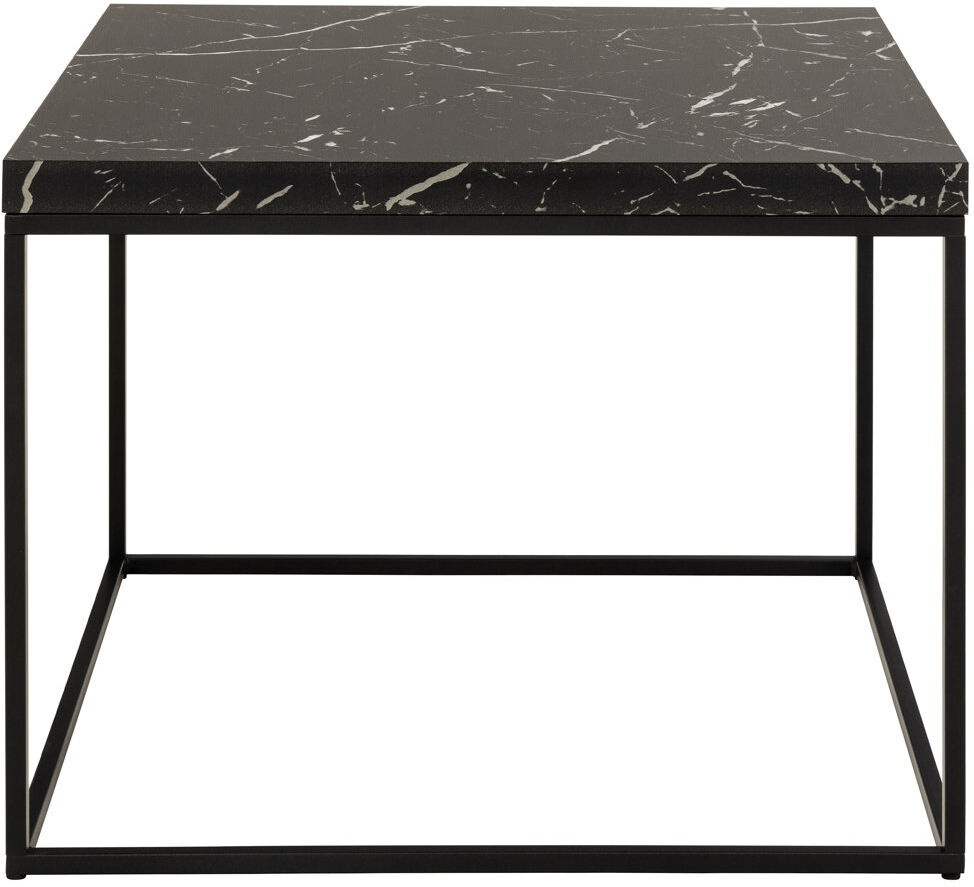 17 Stories Barossa Coffee Table with Top & Black Steel Base Black Marble 45cm H x 60cm L x 60cm W