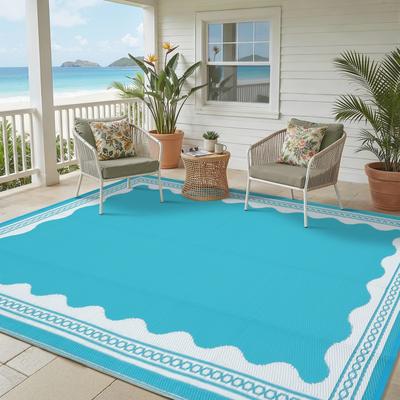 Garvee Scalloped Pattern Waterproof Outdoor Rug