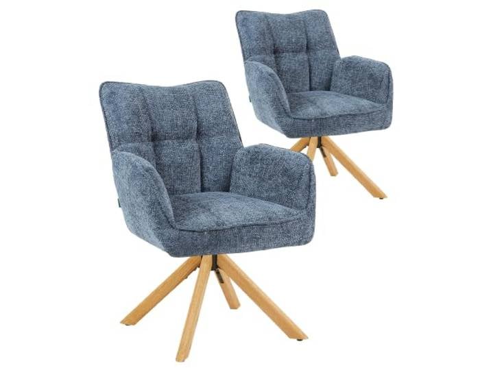 DUBI Möbel Esszimmerstuhl 31109-1B02/2B01 (Eiche Natur XL, Drehbar mit Rückstellfunktion & Kippfunktion, Blau)
