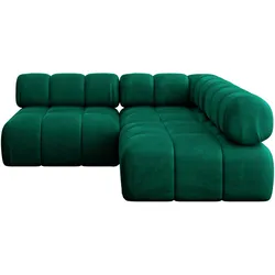ECKSOFA modulares Sofa Samaro-L1 - 190x190x70 cm Dunkelgrün Velours