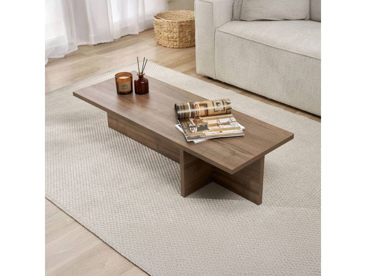Table basse rectangulaire 120x45x30 cm couleur noyer - teona