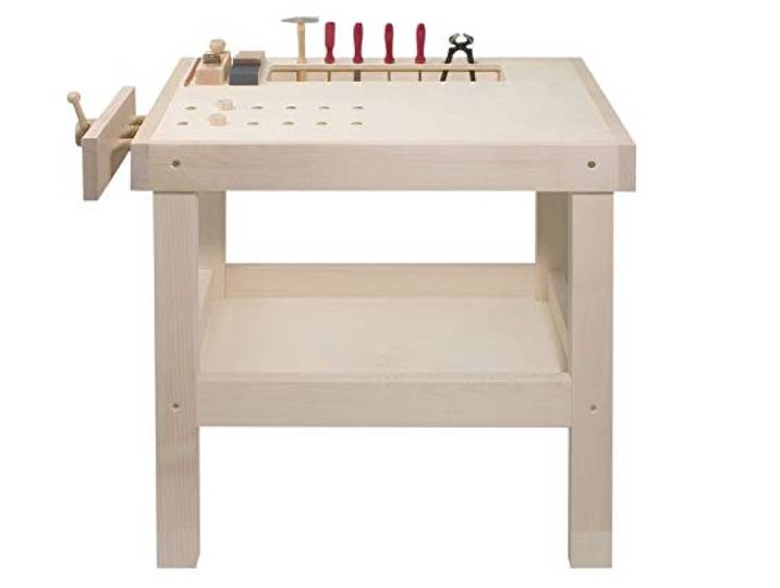 Pebaro 490 Qualitativ hochwertige Werkbank aus Vollholz Natur, höhenverstellbar von 66 bis 73 cm, Tischgröße 47x69 cm, hohe Standsicherheit, perfekt für Bastler und kleine Handwerker, Geschenkidee