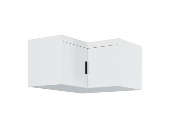 AXLIVING Eck Schrankaufsatz Storicos weiß 97,8 x 55,0 x 97,8cm Modern Zwei Türen mit insgesamt vier Fächern. Materialien: Laminierte Platten, melaminbeschichtete Kanten, HDF-Rückwand.