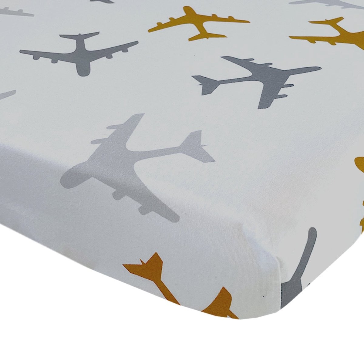 BINK Bedding Hoeslaken Planes Oker voor 1 persoonsbed, 90 x 200 cm