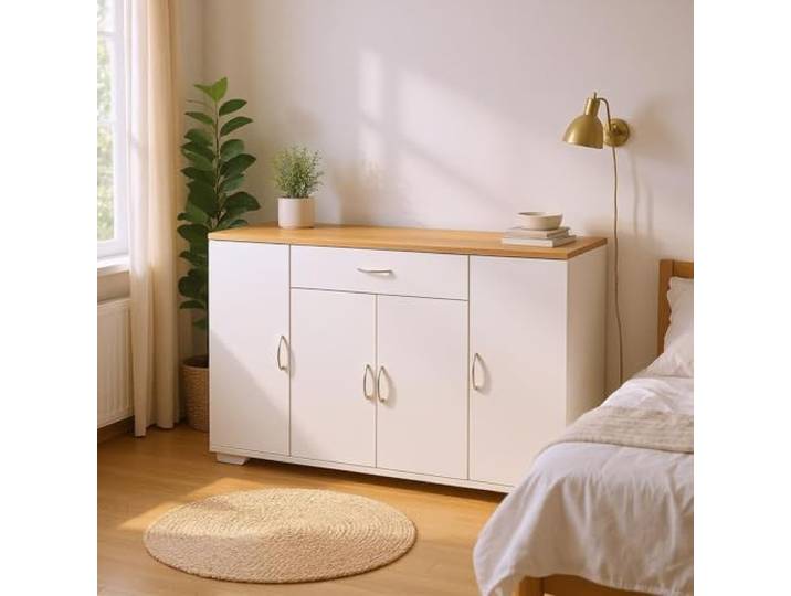 FurnitureR Weißer Nachttisch, Modernes Design, MDF-Material, Funktionales Stauraummöbel, Ideal für Schlafzimmer, Kompakt und Stilvoll, Platzsparend, 110 x 70 x 30 cm