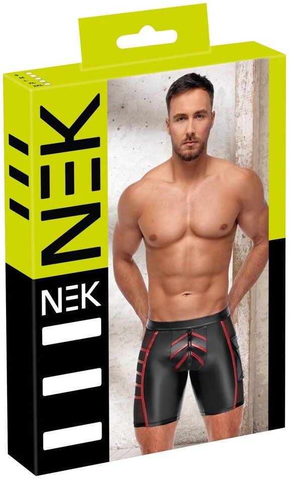 NEK Shorts à bandes rouges et empiècements en mesh