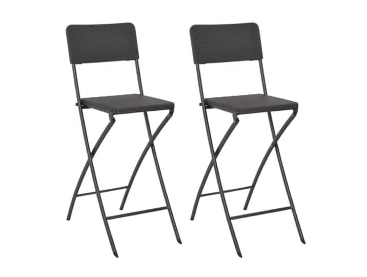 ZQQLVOO 2er Set Klappbare Barstühle HDPE Stahl Braun Rattanoptik für Garten Wetterfestes HDPE, robustes Stahlgestell, faltbar, montagefertig, max. 110 kg je Sitz