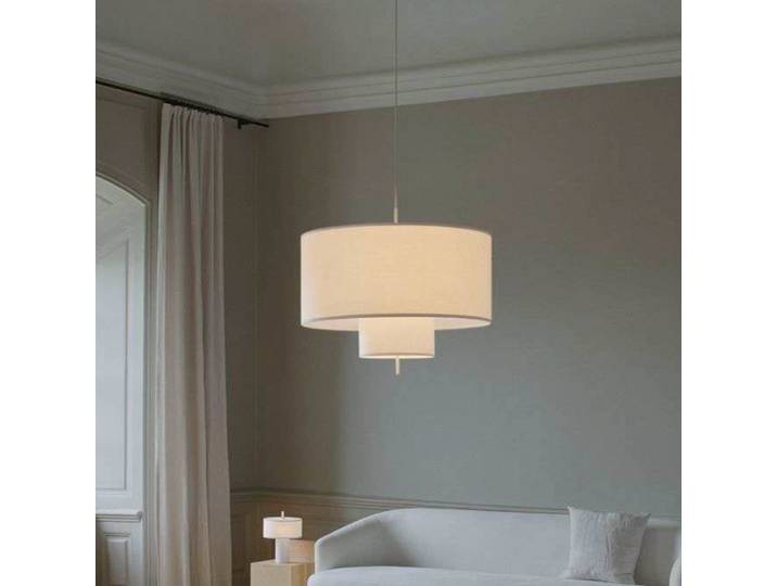 Margin Pendelleuchte Ø90 White Canvas - New Works - Esszimmer - Skandinavisch - Stoff / Textil - Mehrflammig