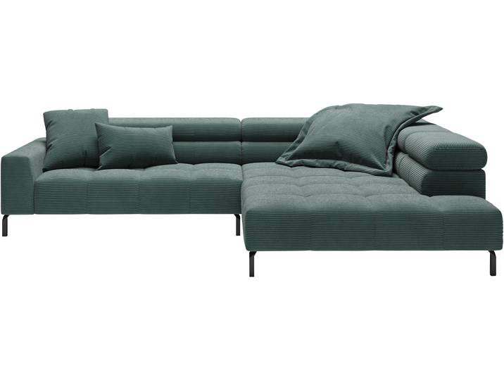 Ecksofa HOME AFFAIRE Claya, 311 cm breit, L-Form, inkl. Kopfteilverstellung , grün, B:311cm H:71cm T:219cm, 88% Polyester, 12% Polyacryl, Sofas, Ecksofa, ohne elektrischen Sitzvorzug