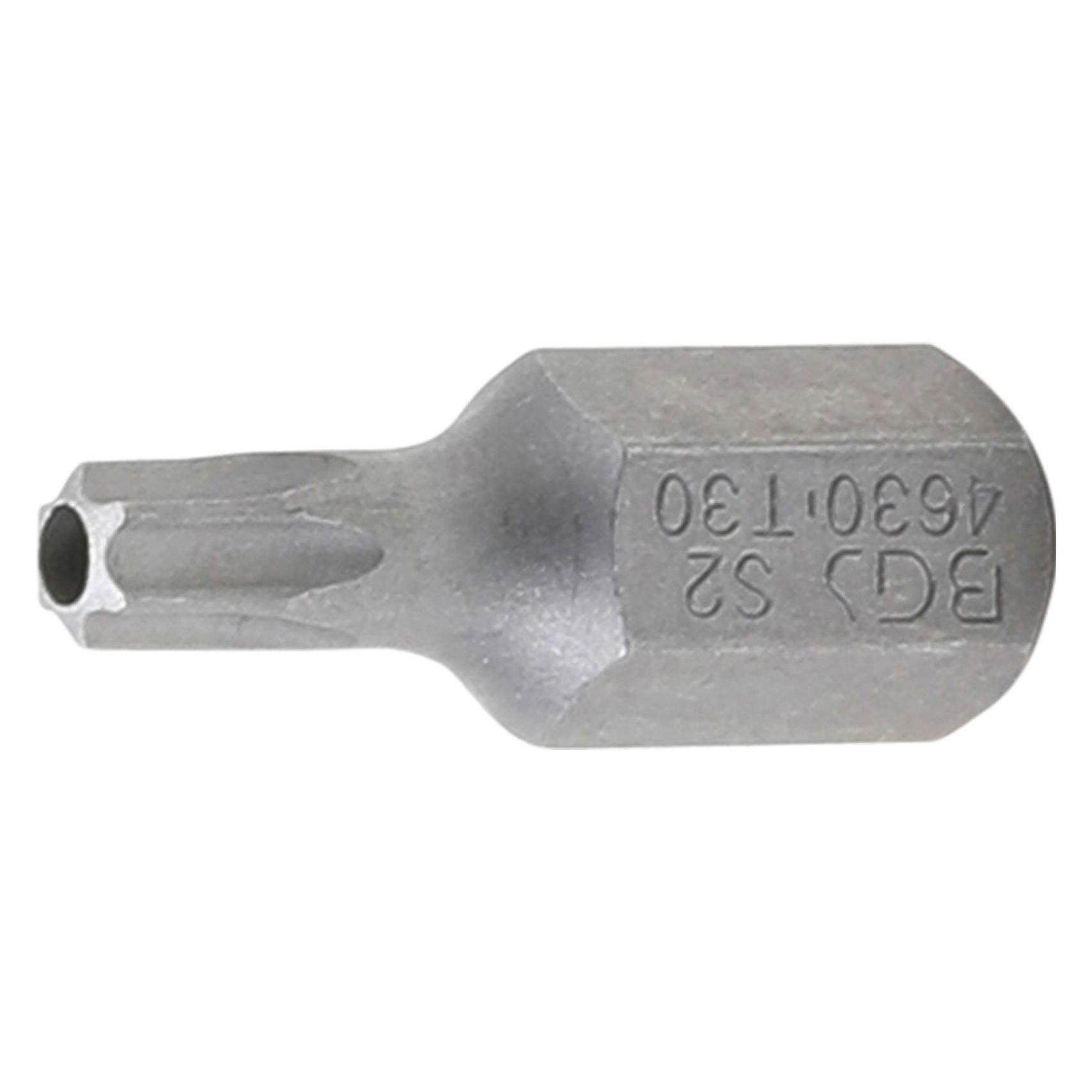 BGS Bit Antrieb Aussensechskant 10 mm (3/8") T-Profil (für Torx) mit Bohrung T30 (4630)