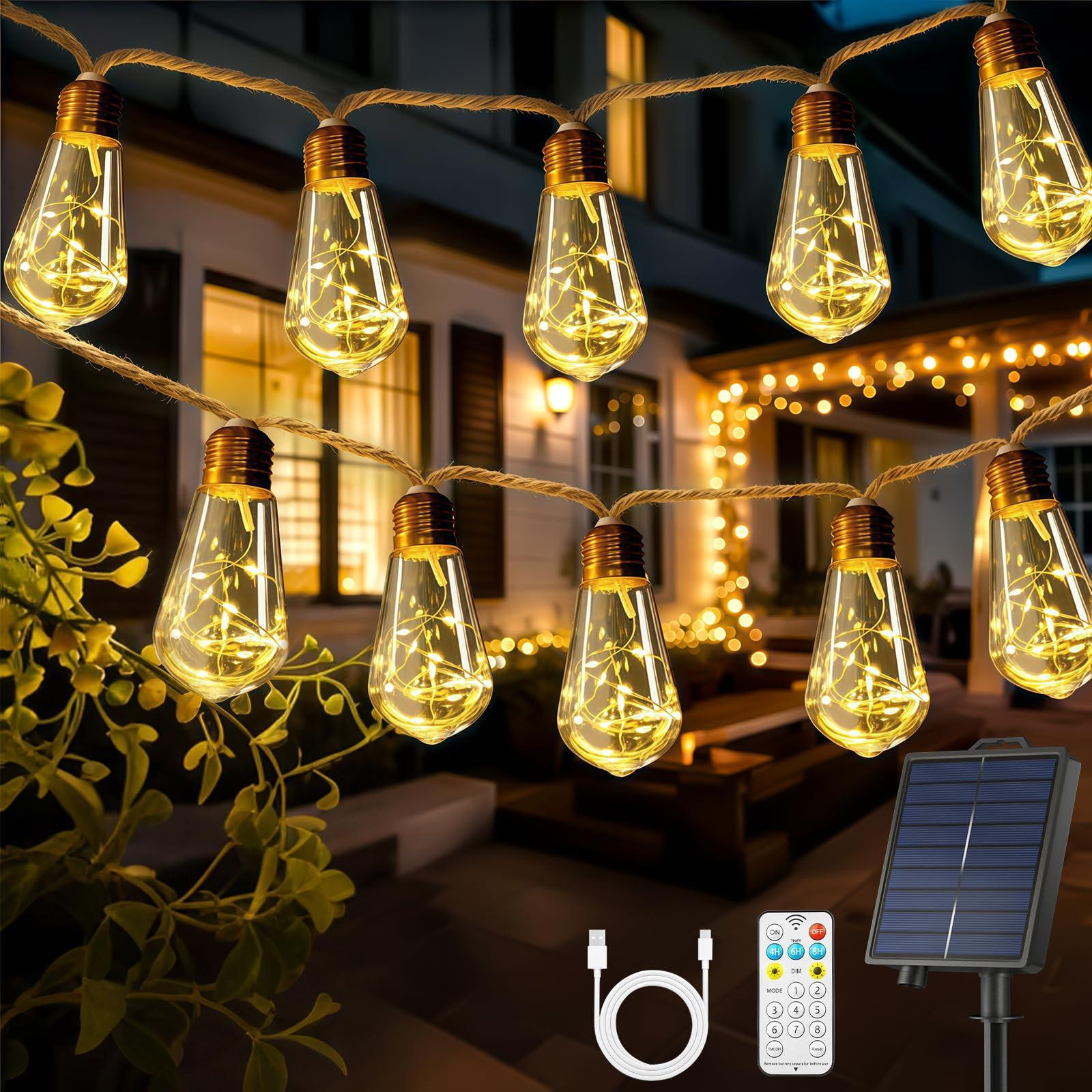 Dripio Zonne-energie lichtslinger met 16 dimbare LED's en afstandsbediening, 10 meter, IP66