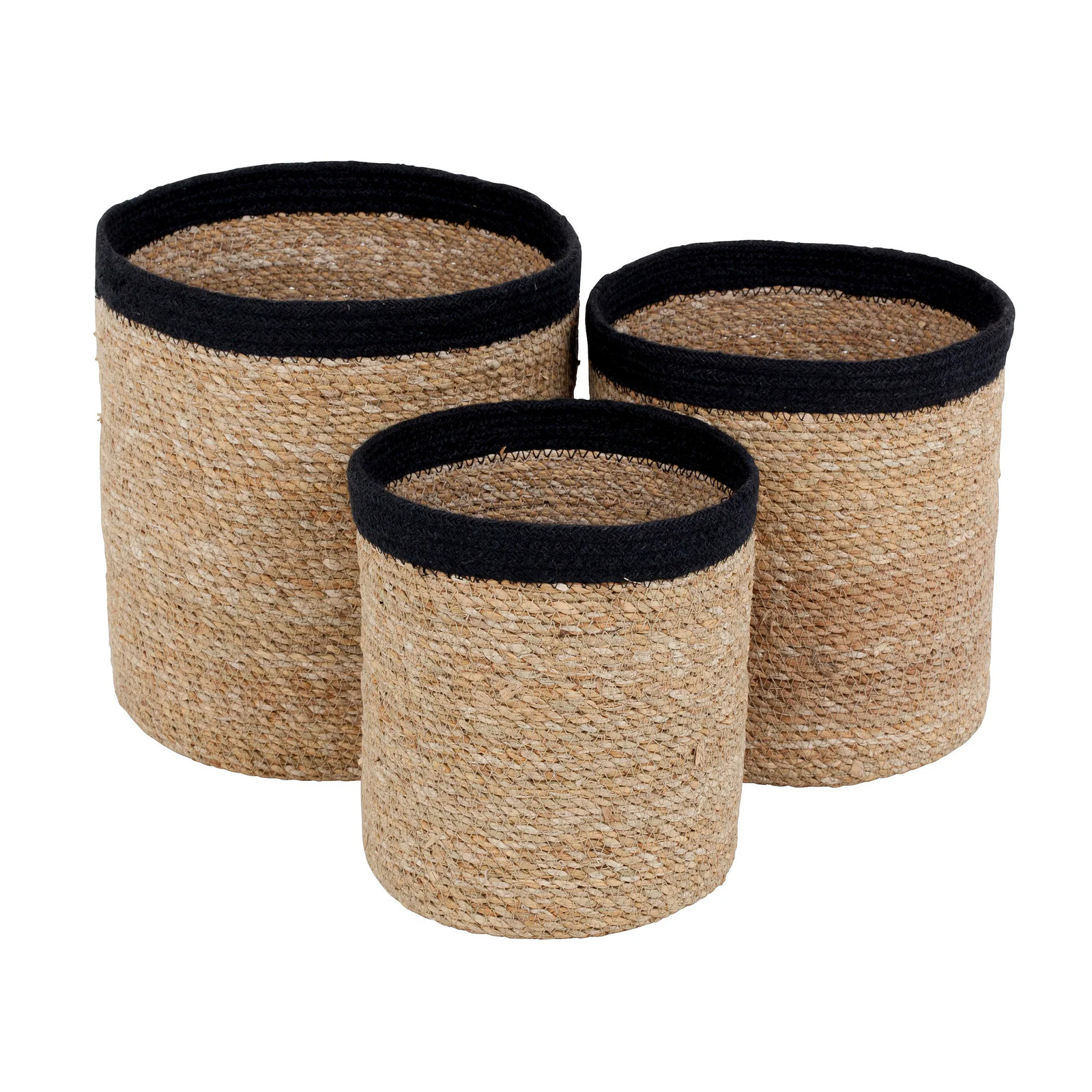 Dixie Emil opbergmand 3-pack small Natuur-zwart