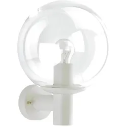 Albert Außenwandleuchte Typ Nr. 0639, mit Glaskugel Ø 25cm, E27, Weiß / Klarglas ALB-680639