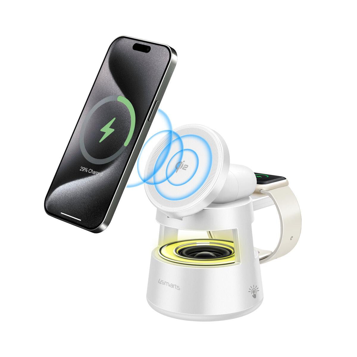 4smarts Qi2 Charging Station Aura Sound weiß 541535