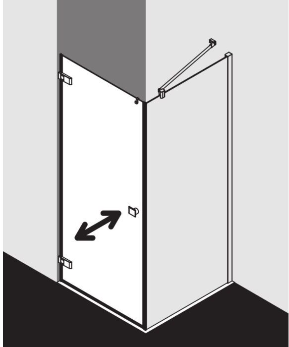 Kermi Mena Seitenwand mit Wandprofil METWP100203AK 100 x 200 cm, schwarz soft, ESG klar, auf Duschwanne