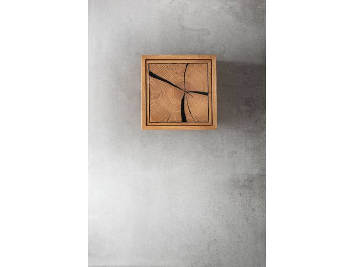 Massives Wandregal mit Holztür Massivholz Wildeiche, geölt Holz/Braun 34 x 34 x 20cm