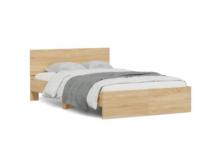 Elégant Cadre de lit avec tête de lit et LED - 2 p Cadre de lit avec tête de lit et LED chêne sonoma 120x190cm ( 6252627)