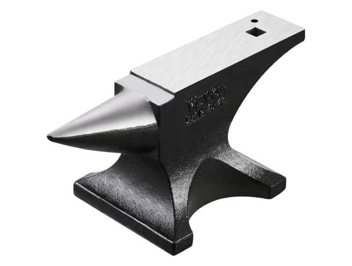 VEVOR Enclume de Forgeron en Acier Moulé 25 kg\, Enclume à Corne Simple Ronde\, Haute Dureté\, Grand Plan de Travail\, Base Stable\, Outil de Travail du Métal pour Pliage\, Façonnage\, Torsion\, Bijoutiers