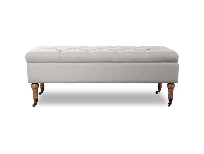Banquette coffre capitonnée Philippine tissu beige