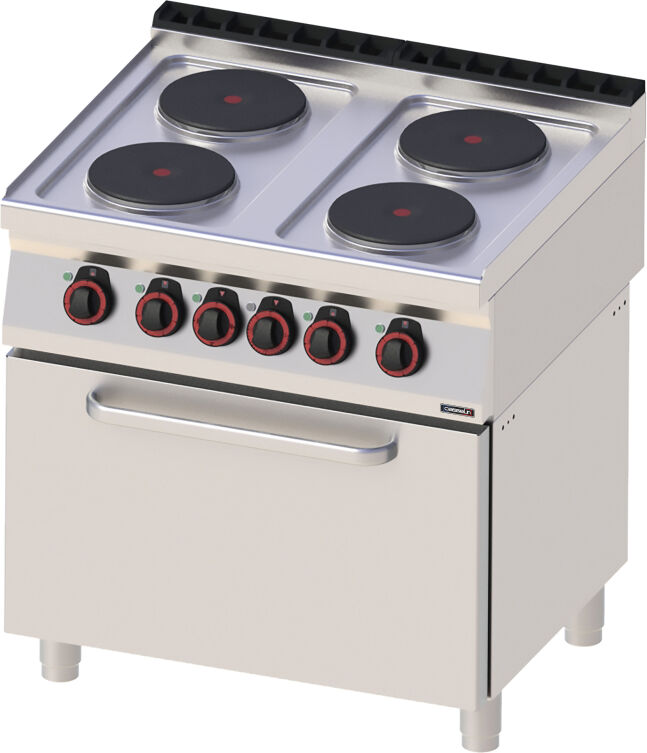Casselin Fornello Elettrico 4 Fuochi con Forno Elettrico Statico GN 1/1 80