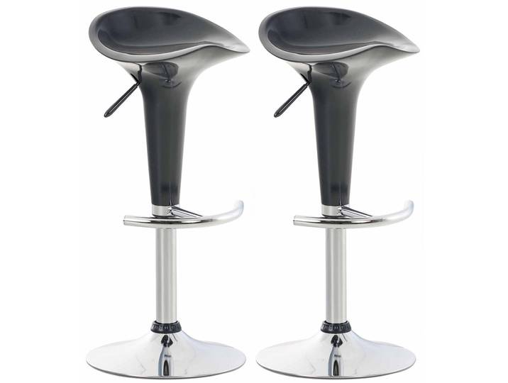 TPFLiving 2er Set Barhocker Saturn Gestell Metall in Chromoptik Kunststoff - Grau