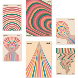 POSTER Set Mit 6 Geometrische Bauhaus Formen A3 & A4 Rahmenlos