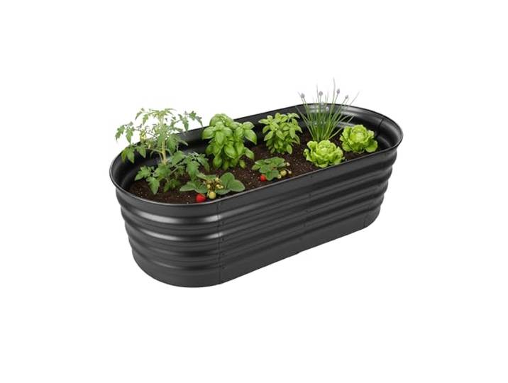Relaxdays Jardin surélevé\, métal galvanisé\, Fleurs\, Plantes & légumes\, 45x150x60 cm\, bac Demi-Circulaire\, Anthracite