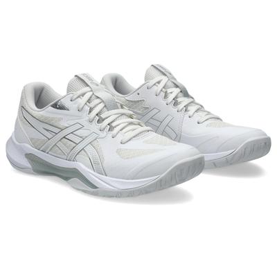 Hallenschuh ASICS "GEL-TACTIC 13", Damen, Gr. 42, weiß (weiß, pure silber), Synthetik, Schuhe Hallenschuh