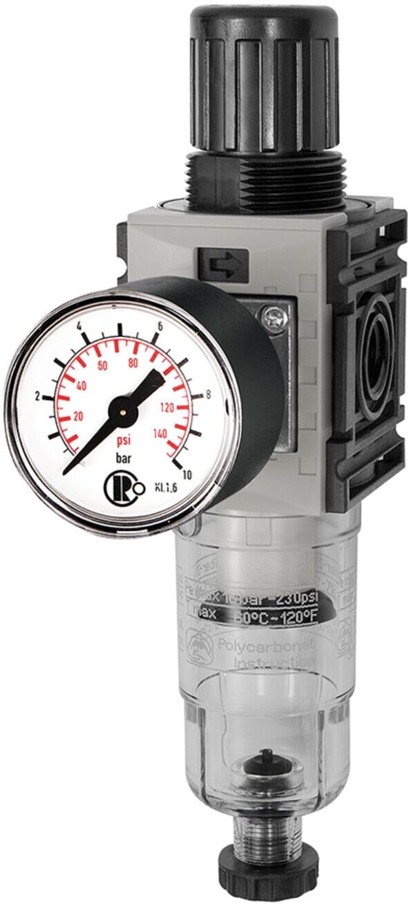 Riegler Filterregler »FUTURA-mini«, PC-Beh., Stand.mano, HA, G 1/4, 0,5-8 (FUM 811-8)