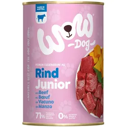WOW Junior 400g Dose Hundenassfutter 6 x 400 Gramm Rind mit Kürbis